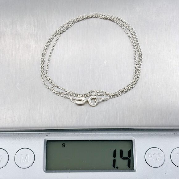 Vintage Italy MD Sterling Silver 925 1.2mm Cable Link Chain Necklace 18" - Picture 2 of 3